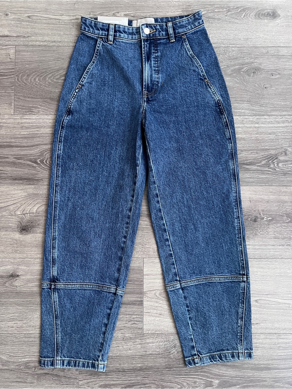 EVERLANE The Utility Barrel Jean Size 25 New Blue Denim Curved Leg High Rise NWT